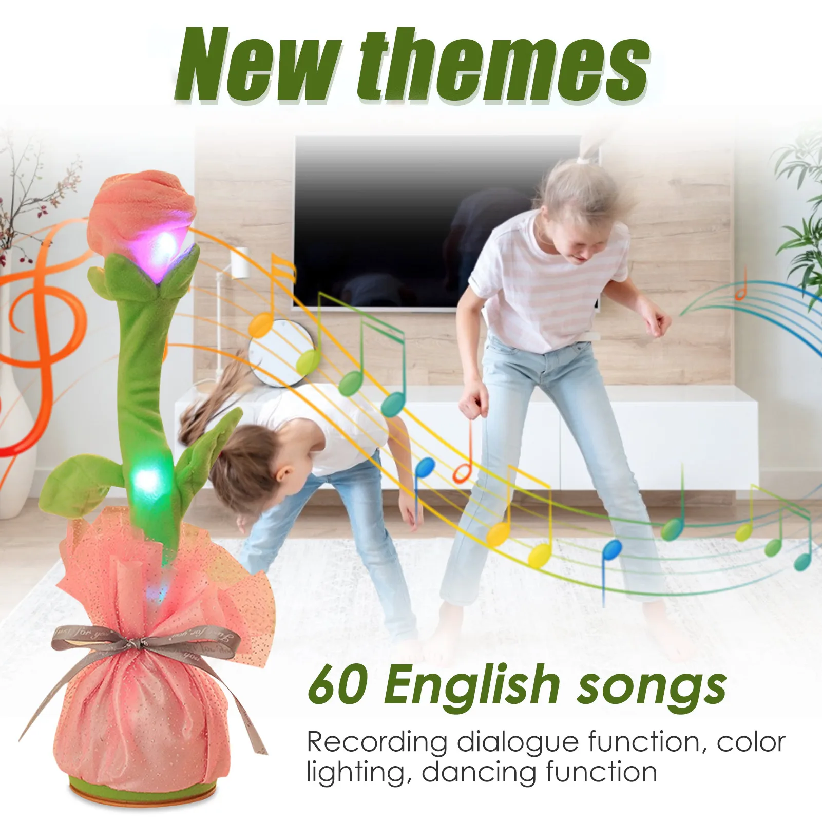 

Plush Dancing Flower Toy Children Singing Rose Doll Fun Lovely Decor Dancing Cactus Repeats What You Say Electronic grand