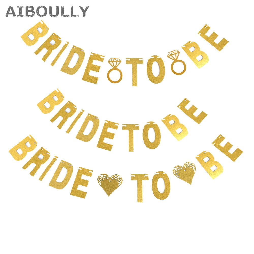 3 м DIY Золотая блестящая бумага флаги буквы Bride To Be баннер Гирлянда Цветочные