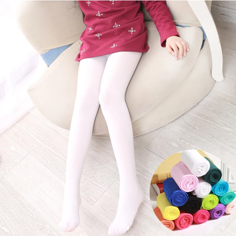 

Kids Girls Dance Tight Girl Pantyhose Baby Candy Color pantynose Ballet Dance Tights Girl Children Velvet Solid White Stocking