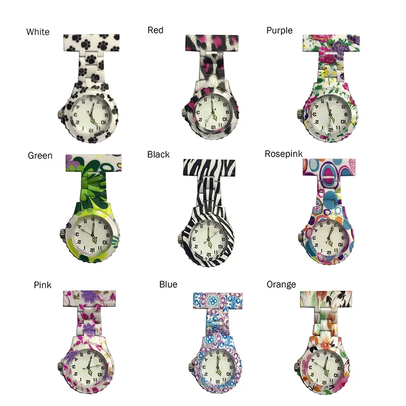 

Colorful Silicone Round Dial Quartz Pocket Nurse Watch Quartz Brooch Doctor Nurse Hanging Watches PR Sale