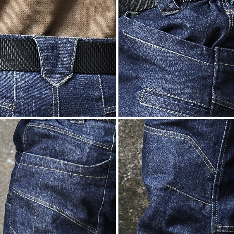 

Outdoor Hiking Jeans Men Urban Cargo Casual Pants Military Tactical Training Pants Male Stretch Slim Multi-pocket Trousers