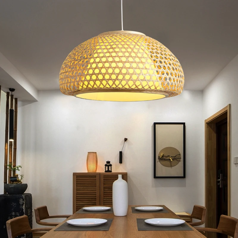 

Modern Bamboo Wicker Pendant Light For Living Room Home Decor Restaurant Creative Bamboo Art Fixture Hanging Lighting