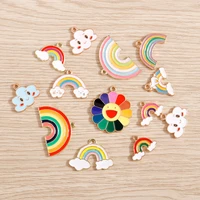 10pcslot enamel charms for jewelry making colorful rainbow clouds flower charms pendants fit necklaces earrings accessories