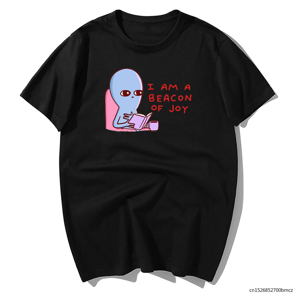 

I Am A Beacon Of Joy Funny Alien T-Shirt Men 2021 Summer Short Fitness Tops Mens Clothing Brand Streetwear
