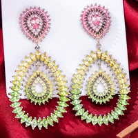 new trendy exclusive design luxury ice dangle earrings for women wedding party dubai bridal earrings new fashion gift jewelry