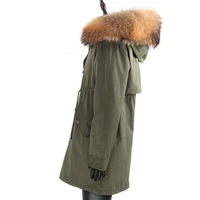 Waterproof Long Jacket Real Fox Fur Coat Men Parkas Lined High Street Winter Man Cl Clothing Length Weight Hooded Collar Style