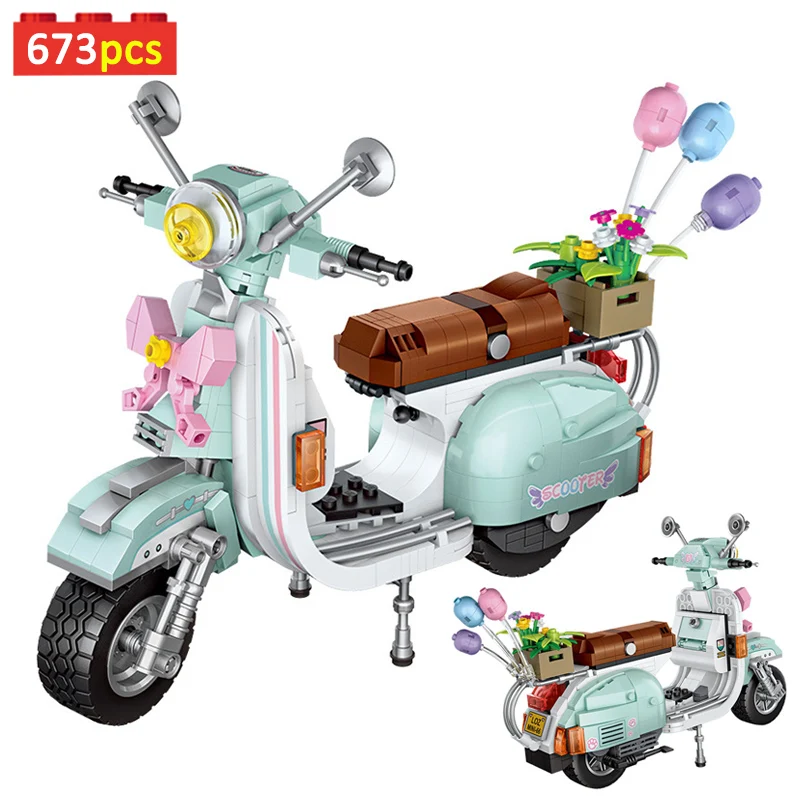 

673 шт., Детский конструктор «городской скутер»