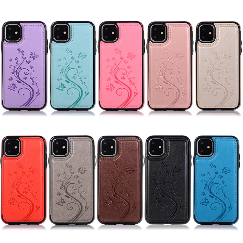 

3D Butterfly Embossing Case For iPhone 5 5s SE 6 6s 7 8 Plus 11 12 Pro Max 12 Mini SE 2020 X XS Max XR Leather Case Cover
