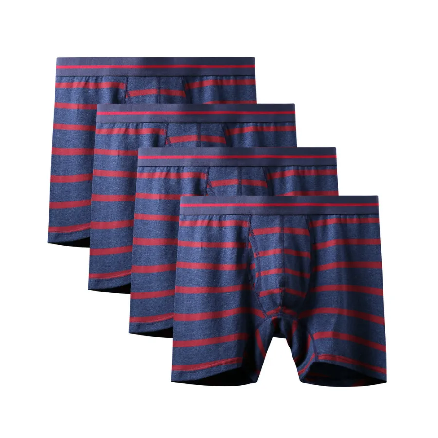 4Pcs A2388 Dark Blue 4 шт./партия, новое качество, Mr fashion, сексуальный бренд, хлопок, Аутентичные, U выпуклые, мужские, плюс длинные боксеры, шорты, специальное большое нижнее белье, жир - Цвет: 4Pcs A2388 Dark Blue