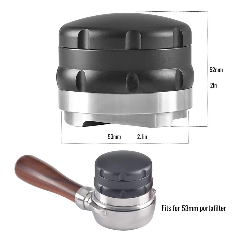 

53mm Coffee Distributor Leveler Tool Professional Adjustable Depth Espresso Hand Tamper Fits for Espresso Coffee Grounds