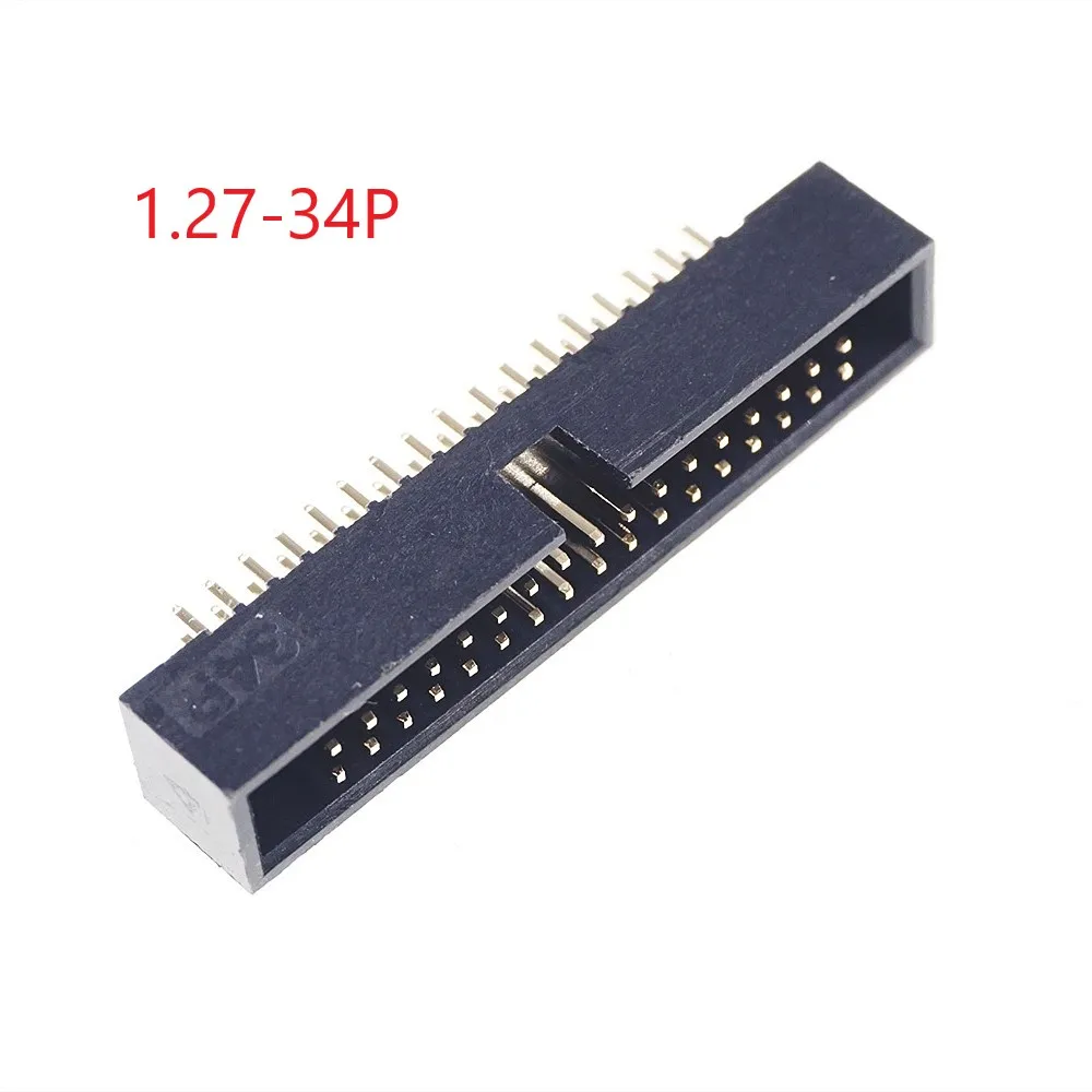 

500 Pcs 1.27mm x1.27 mm Box Header 2x17 Pin 34 Pin Dual Rows Through Hole DIP type Straight Male Shrouded PCB IDC Socket