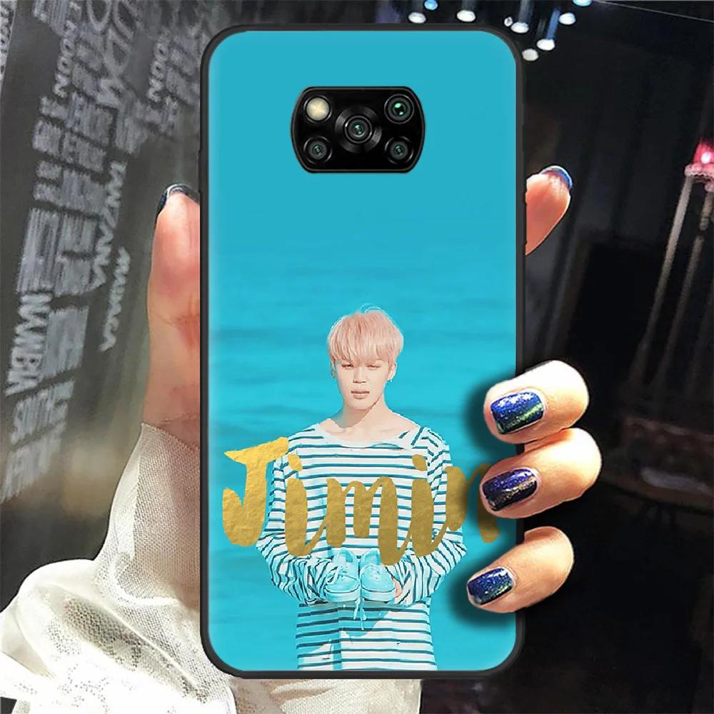 

Bangtan Boys JiMin Phone Case Cover Hull For Xiaomi Mi A2 A3 8 9 SE 9T 10 10T Lite Pro Ultra Poco X3 black Bumper Luxury Cover