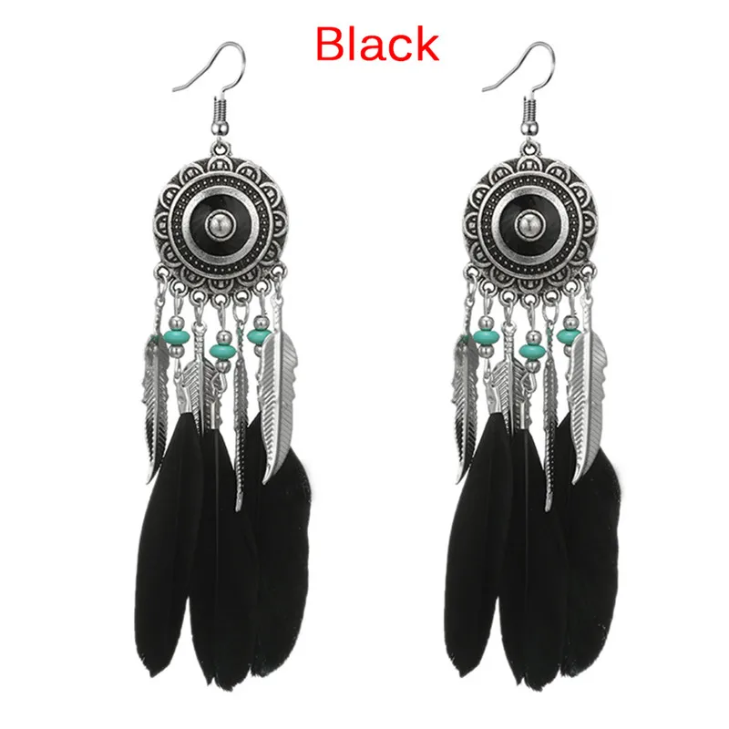 1 пара Индия Стиль богемные серьги-кисточки с перьями перо очаровательные серьги