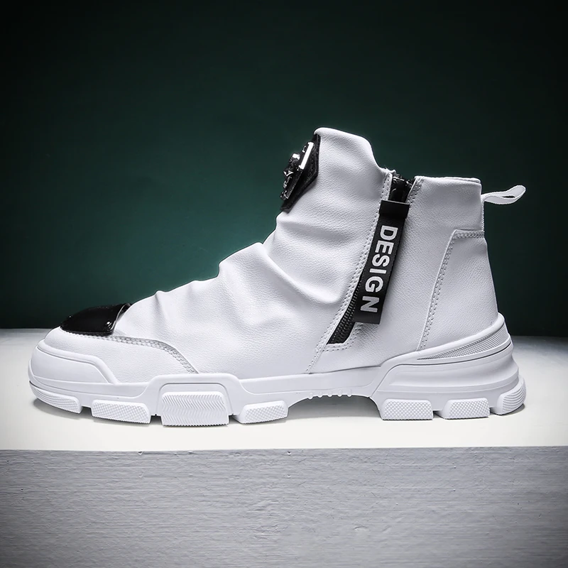 New Spring Autumn Men's Bright Personality High-top Casual Shoes British Style Tide Brand Designer Men studs Sneaker | Обувь