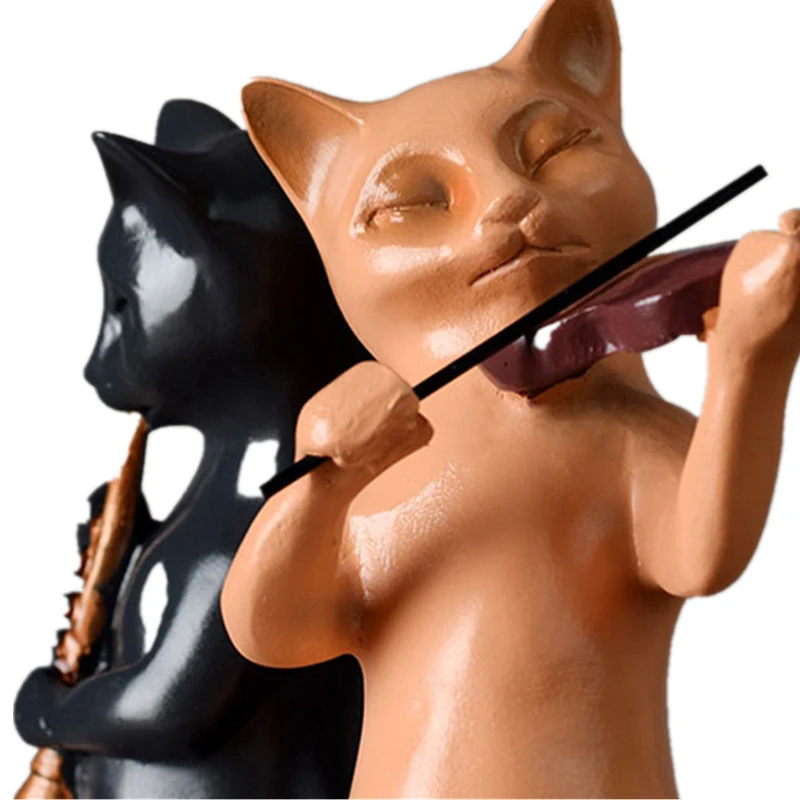 3 шт./компл. смолы фигурка кошки музыканта статуя кота скрипки Скульптура милые