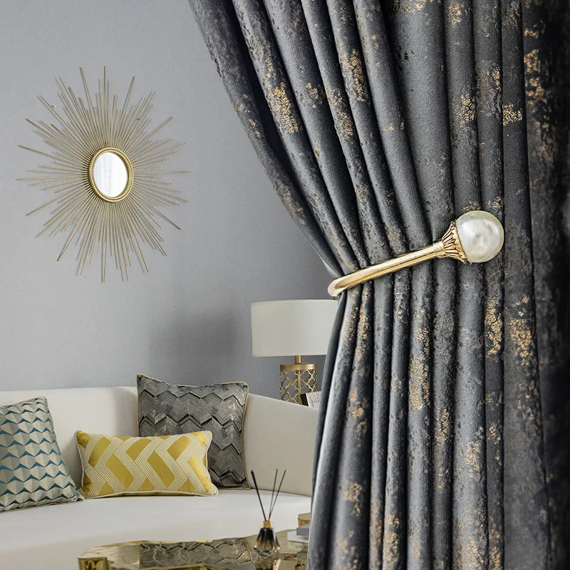 

Bronzing Velvet Curtains for Living Room Light Luxury European Style Luxury Atmosphere New American Style Retro Velvet Bedroom