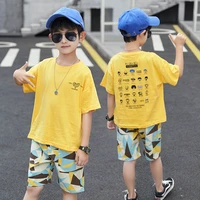 new yellow spring summer kids clothes suit baby boys t shirt shorts 2pcsset kids teenage top sport childrens day gift formal