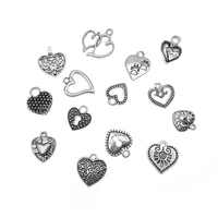 charms for jewelry making 10pcs zinc alloy heart sharped pendant with lettering hollow pattern handmade diy necklace accessories