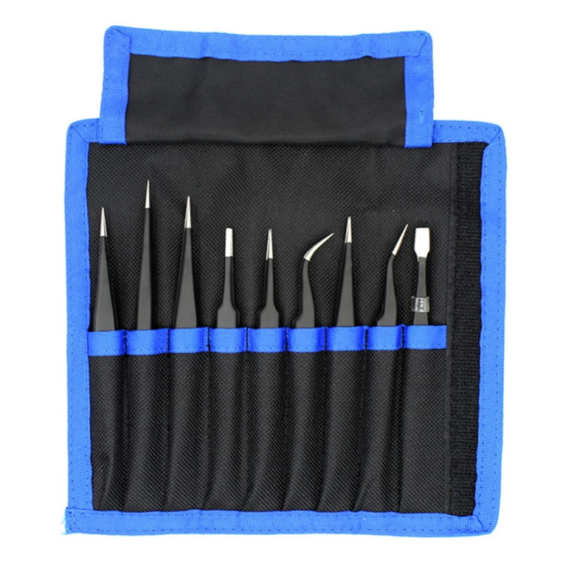 

Набор пакетов для пинцетов, 9 шт., антистатические, из нержавеющей стали, с плоской головкой, для самостоятельной сборки инструменты для выши...