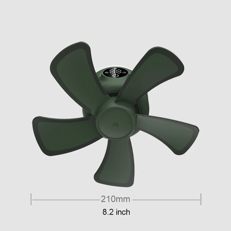 

8000mAh 8inch USB Rechargeable Hanging Fan with Screen Touch Switch Remote Control Timing Camping Tent Ceiling Fan with LED Lamp