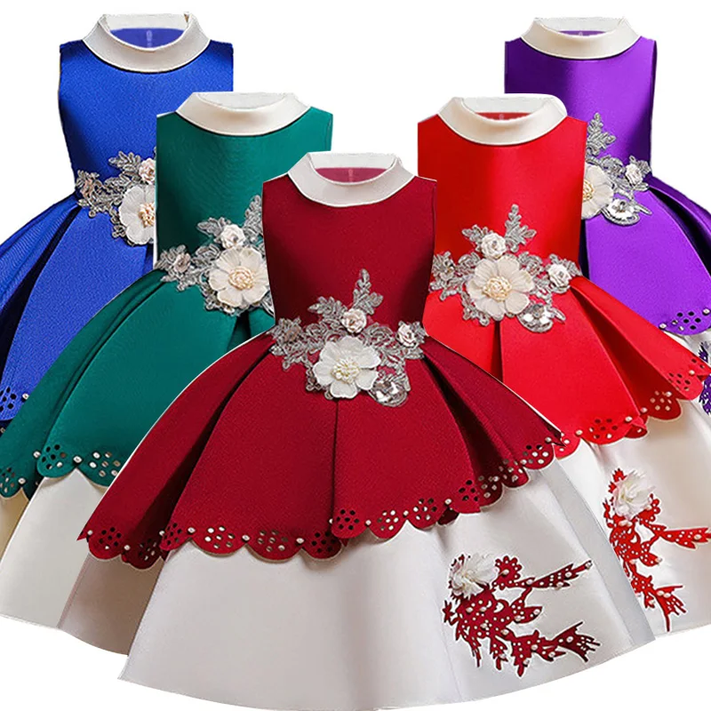 Элегантное Новогоднее платье для девочек принцессы с вышивкой свадебной