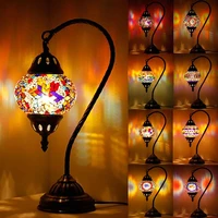 art creativity table lamp mediterranean style e27 led vintage bedside lamp stained glass lampshade for nightstand bedroom study