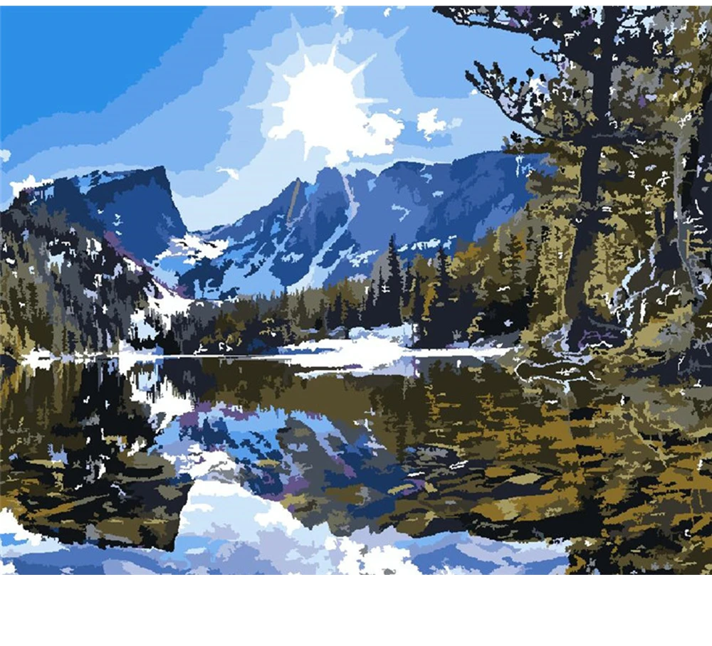 

CraftArtGo Painting By Numbers Landscape Drawing On Canvas HandPainted Gift Picture By Number Waterfall Kits Home Decoration