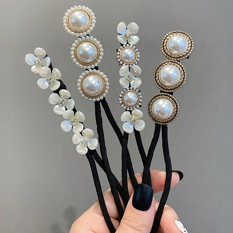 Женские корейские Завязки для волос в виде ракушек цветов жемчужин простой пучок