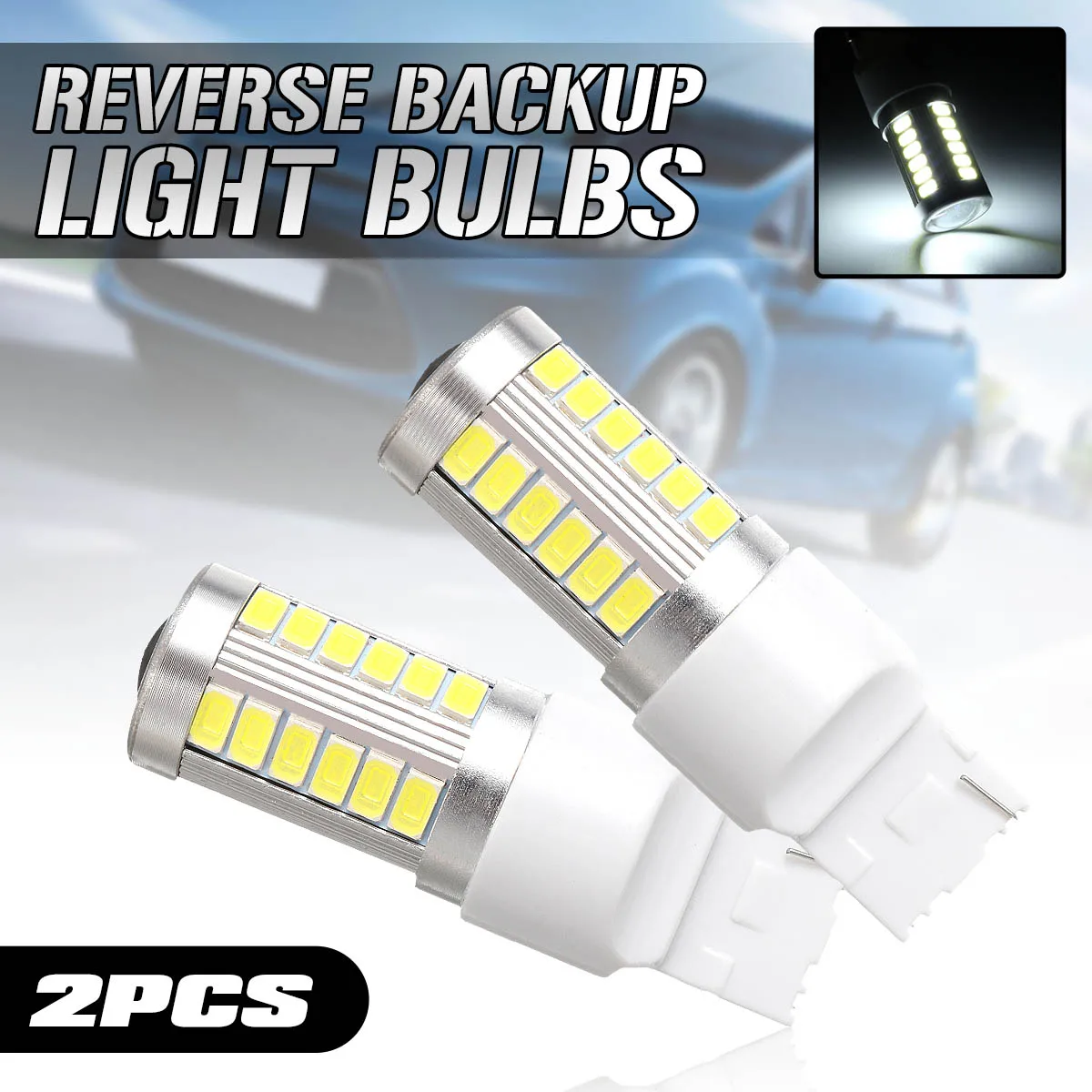 

2x 12V Car LED Light Bulbs T20 5630 7440 33LED Bulbs White For Reverse Backup Light Fog Lamp Daytime Running Lamp