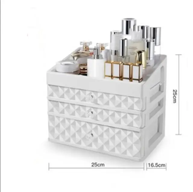 

Makeup Organizer Three Layer Drawer Cosmetic Storage Box Organizer Desktop Jewelry Nail Polish Makeup Drawer Container