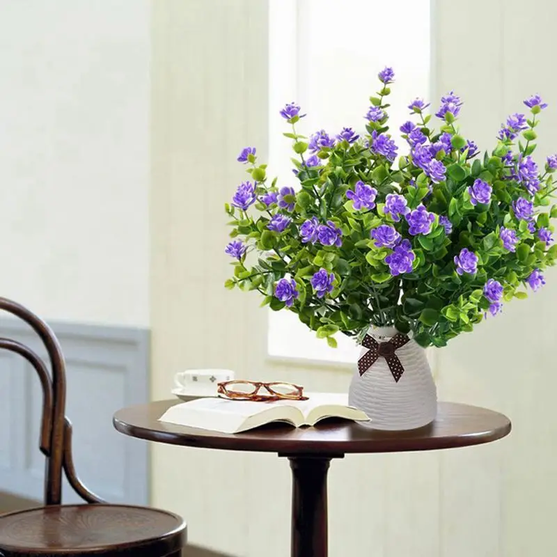 4 шт. искусственные растения кустарники эвкалипта с фиолетовым цветком