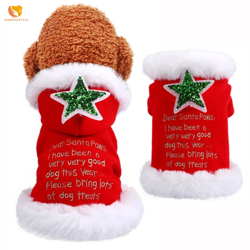 Рождественская Одежда для собак зимняя теплая куртка пальто забавные костюмы