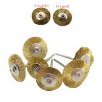 10pcsbag brass copper crimped straight dental lab laboratory polishing brush wheel rotary tools low speed 2 35mm hp shank buff