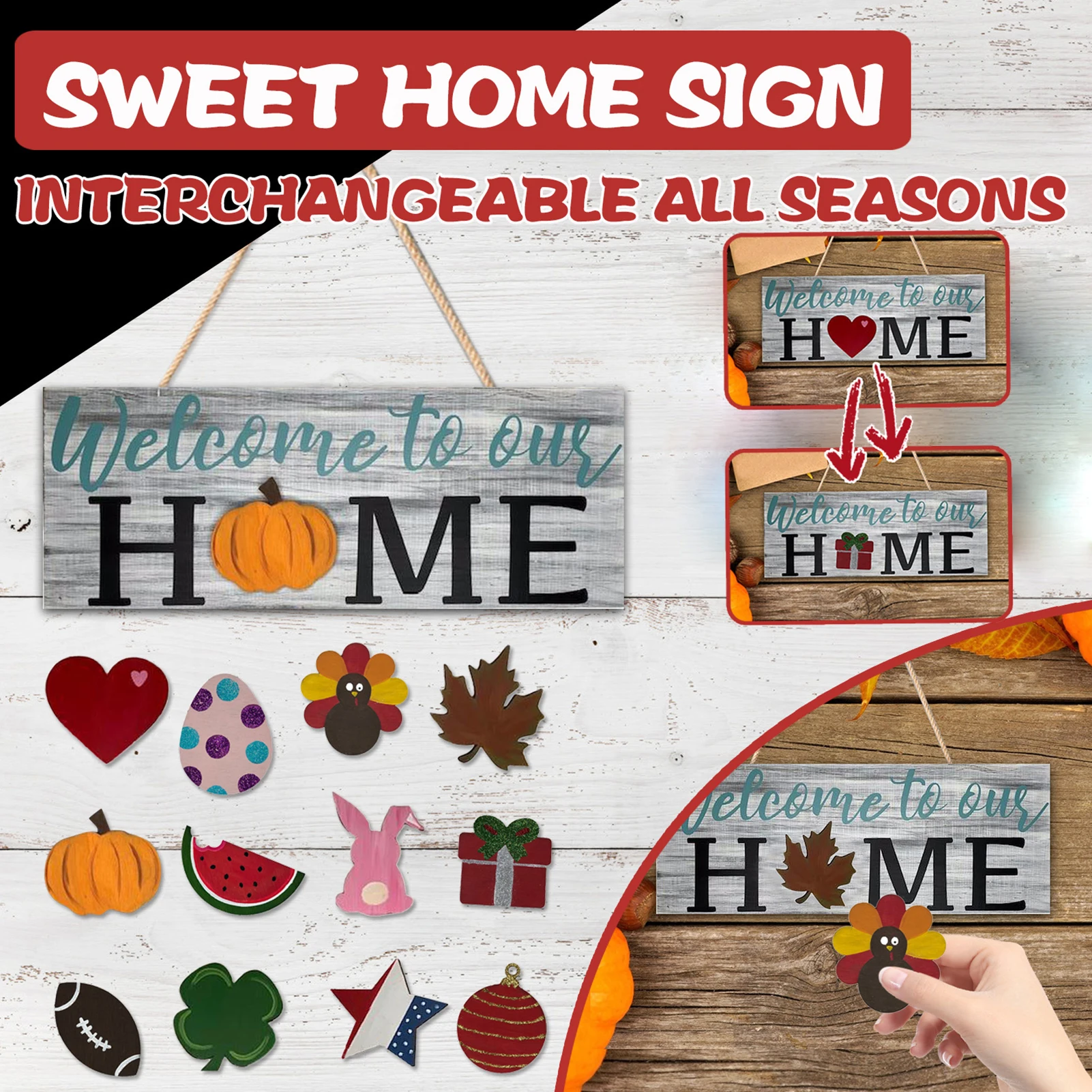 

Holiday Shop Window Porch Home Decoration Plaque Indoor Outdoor Festival Easter Gnome Door Hanger Seasonal Welcome Sign Gifts