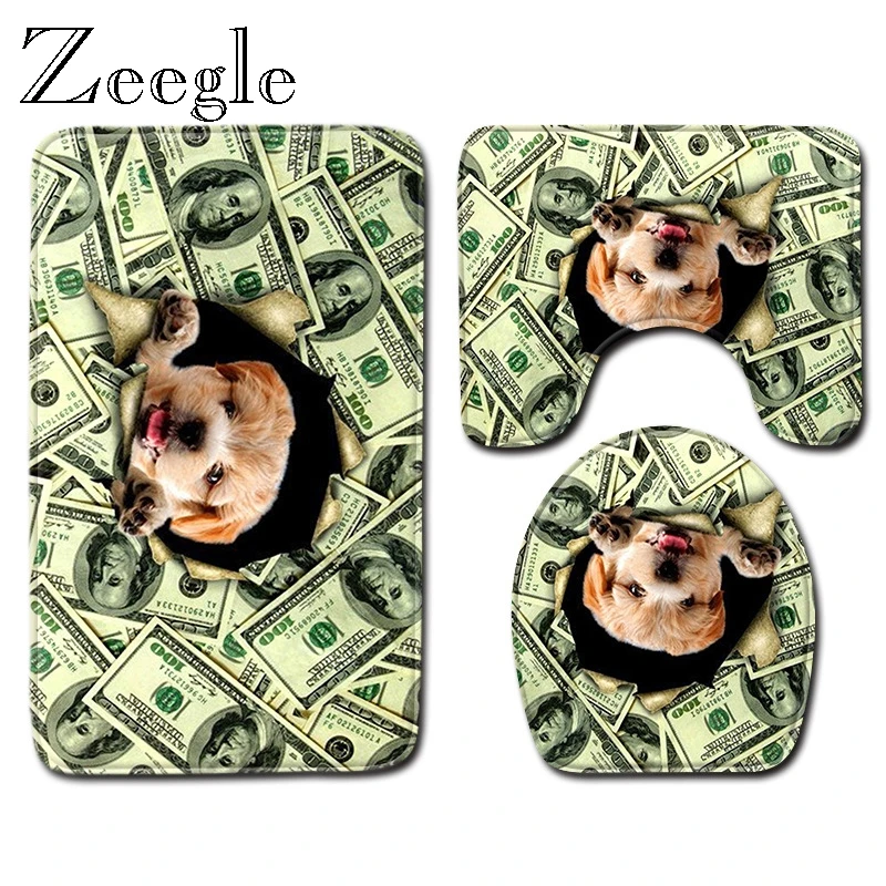 

Zeegle 3pcs Toilet Set Anti Slip Toilet Pedestal Rug Flannel Soft Foot Mat Toilet Seat Cover Mat Absorbent Soft Bath Mat Set