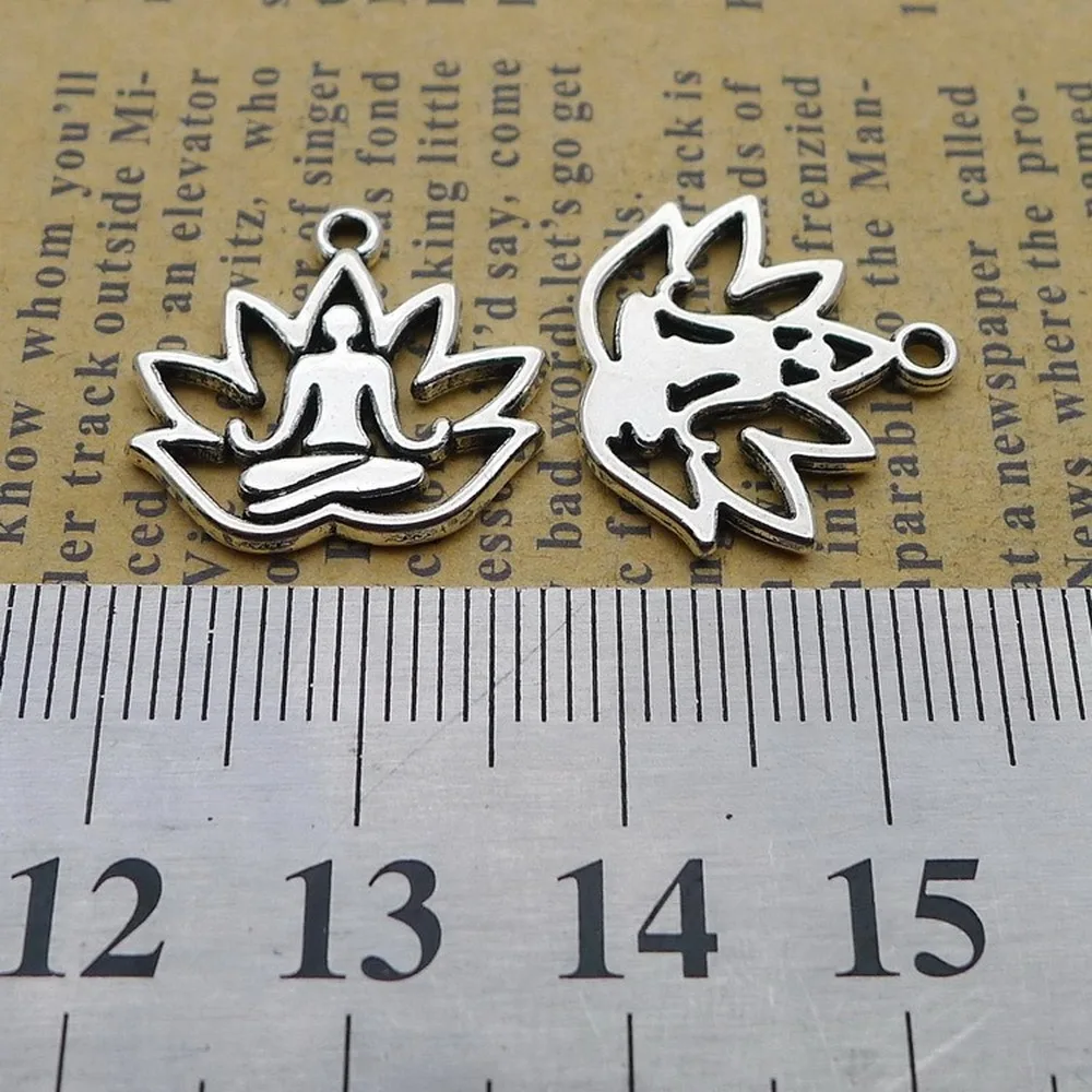 

200pcs Buddha Charms 17mm x 18mm DIY Jewelry Making Pendant antique silver color