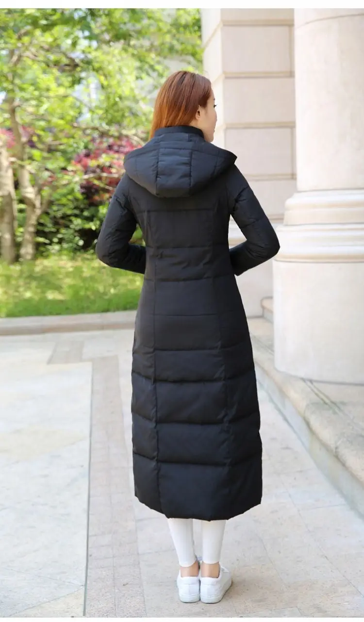 2021 woman duck down overcoat long jacket with a hood grey army green red black maxi parka for lady plus size xxxxl 2xl 3xl 4xl