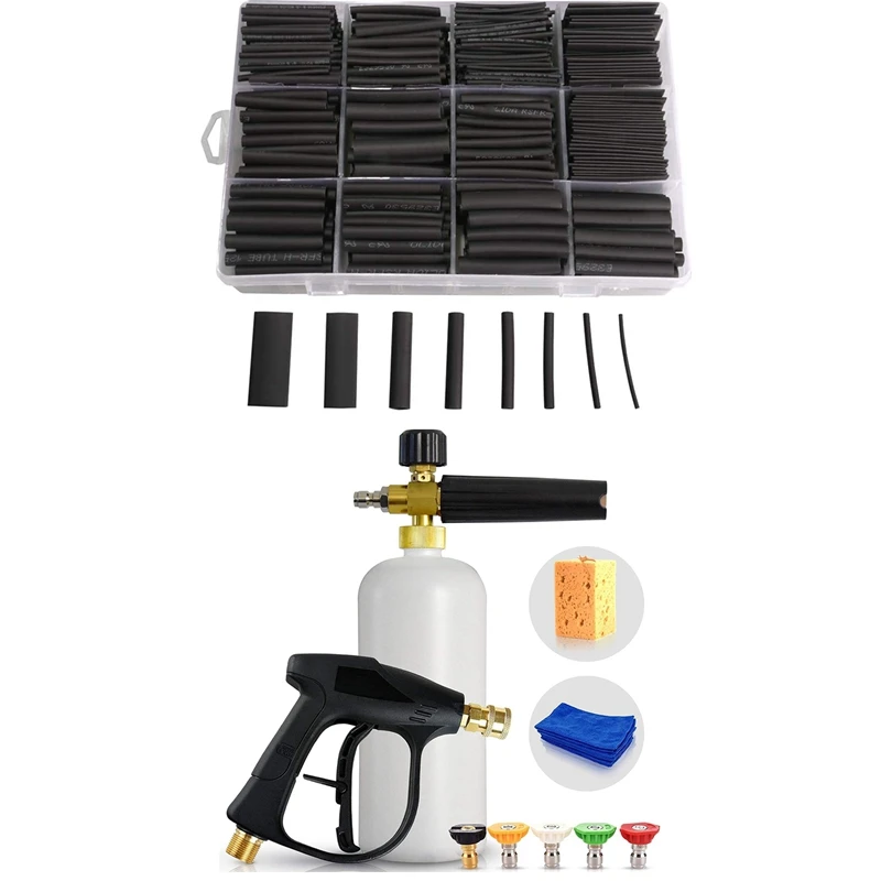 

1Set Foam Cannon Washer - Complete Set & 625Pcs Heat Shrink Tubing Kit Heat Shrink Tubes Wire Wrap Ratio