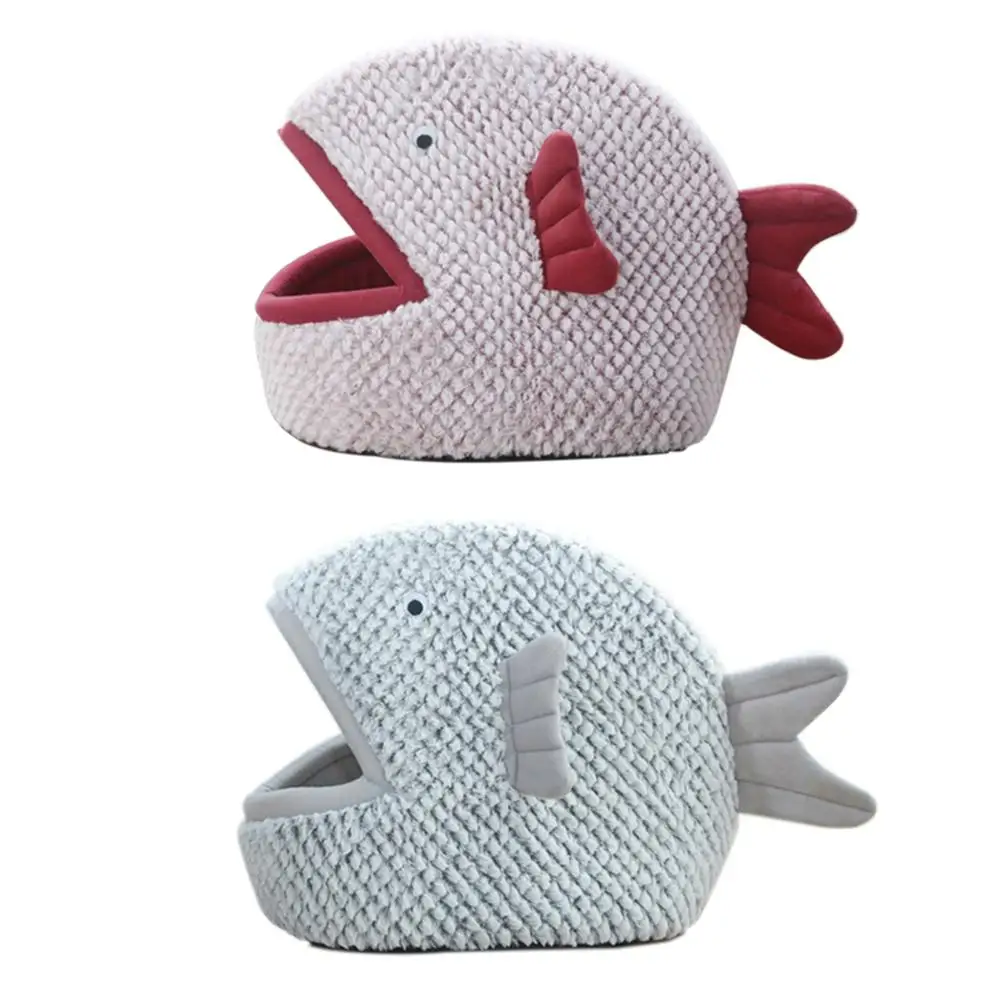 

Полузакрытый мультяшный наполнитель для кошек в форме рыбы, южнокорейский кашемировый всесезонный коврик для маленьких собак, подстилка д...