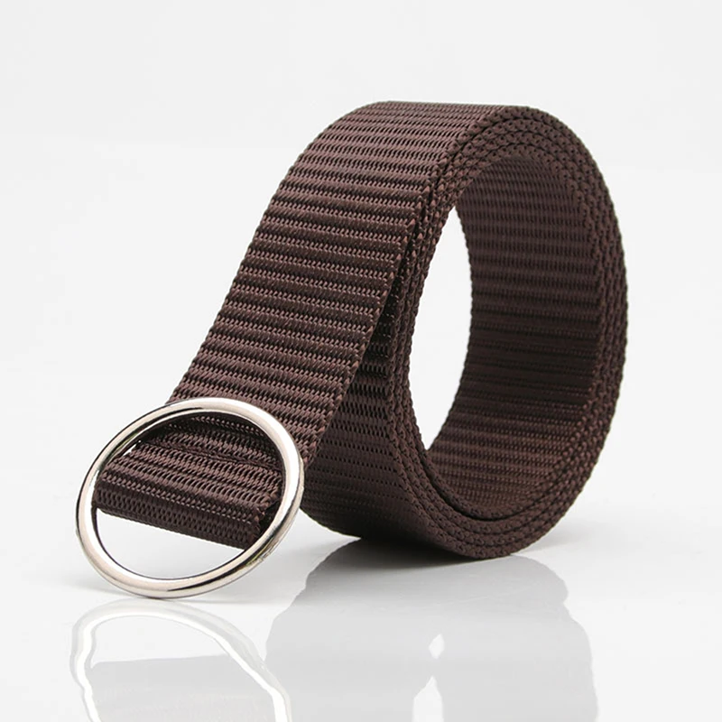 

GAOKE Canvas Belt Men Women Student Belt No Hole Round Buckle Fashion Solid Fashion Black Beige Blue Waist Belt Weaving Belt