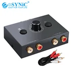 ESYNiC 2X11X2 L  R стерео аудио Двунаправленный переключатель с кнопкой отключения звука портативный RCA стерео аудио переключатель аудио сплиттер