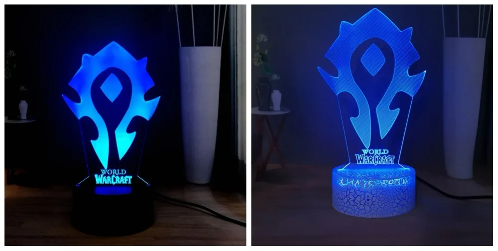 WOW 3D визуальная Таблица лампа World of Warcraft символика Орды RGB 7 красочная USB мини лампа светодиодный ночник лампа для праздника