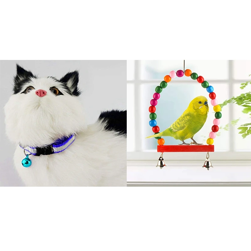 3PCS Adjustable Reflective Pet Collar Safety Buckle with Bell 15PCS Bird Parrot Toys Swing | Дом и сад