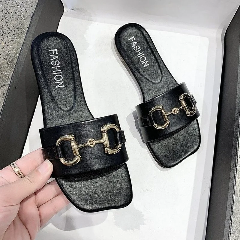 

Summer Women Slippers Simple Black White Shoes Non Slip Slides Flip Flops Comfortable Beach Shoes Womens Sandals Lady Slides