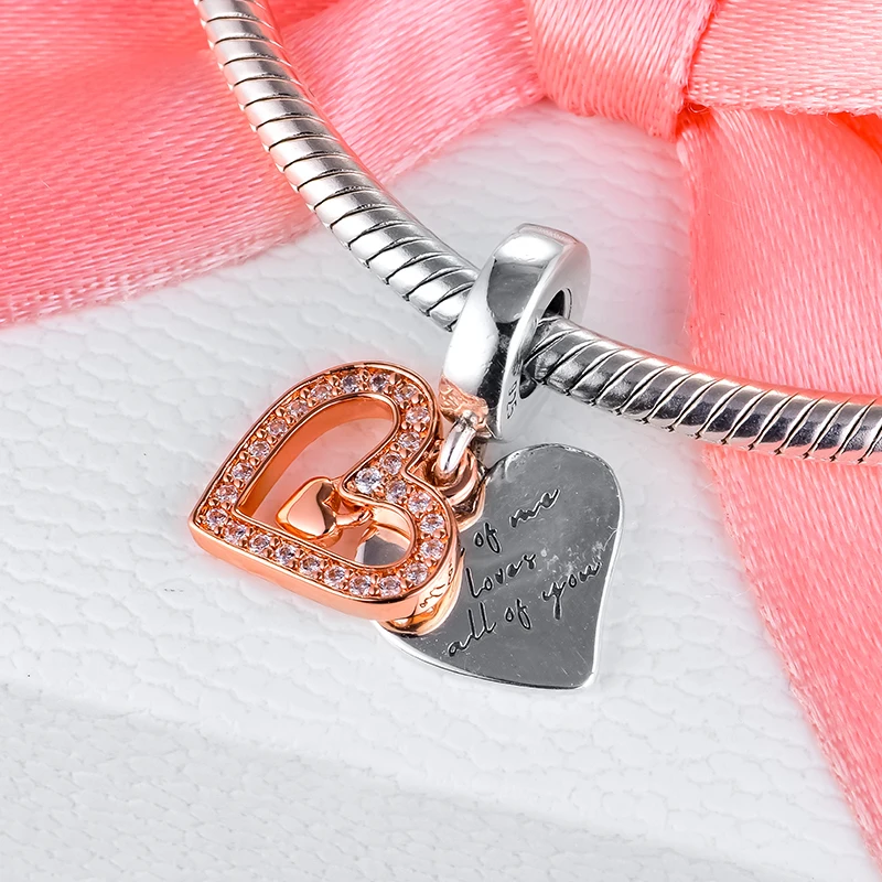 

925 Sterling Silver Sparkling Freehand Heart Dangle Charm Beads Fit Original Pamura Bracelet Silver S925 Jewelry Gift