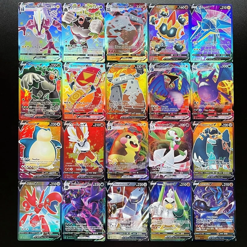 Cartas de Pok&eacute;mon V VMAX versi&oacute;n en ingl&eacute;s, cartas brillantes de Pok&eacute;mon, colecci&oacute;n de juegos, Booster Box, juguete para ni&ntilde;os, 100 Uds.-2