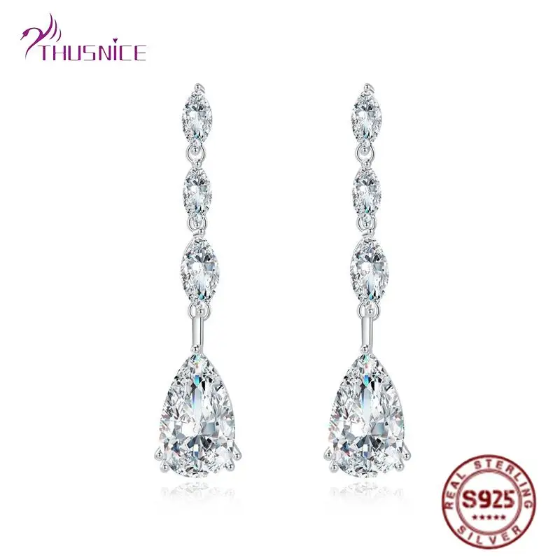 

925 Sterling Silver Earrings Luxury 9*15mm High Carbon Diamond Earring Sparkling Wedding Party Silver 925 Jewelry Gift