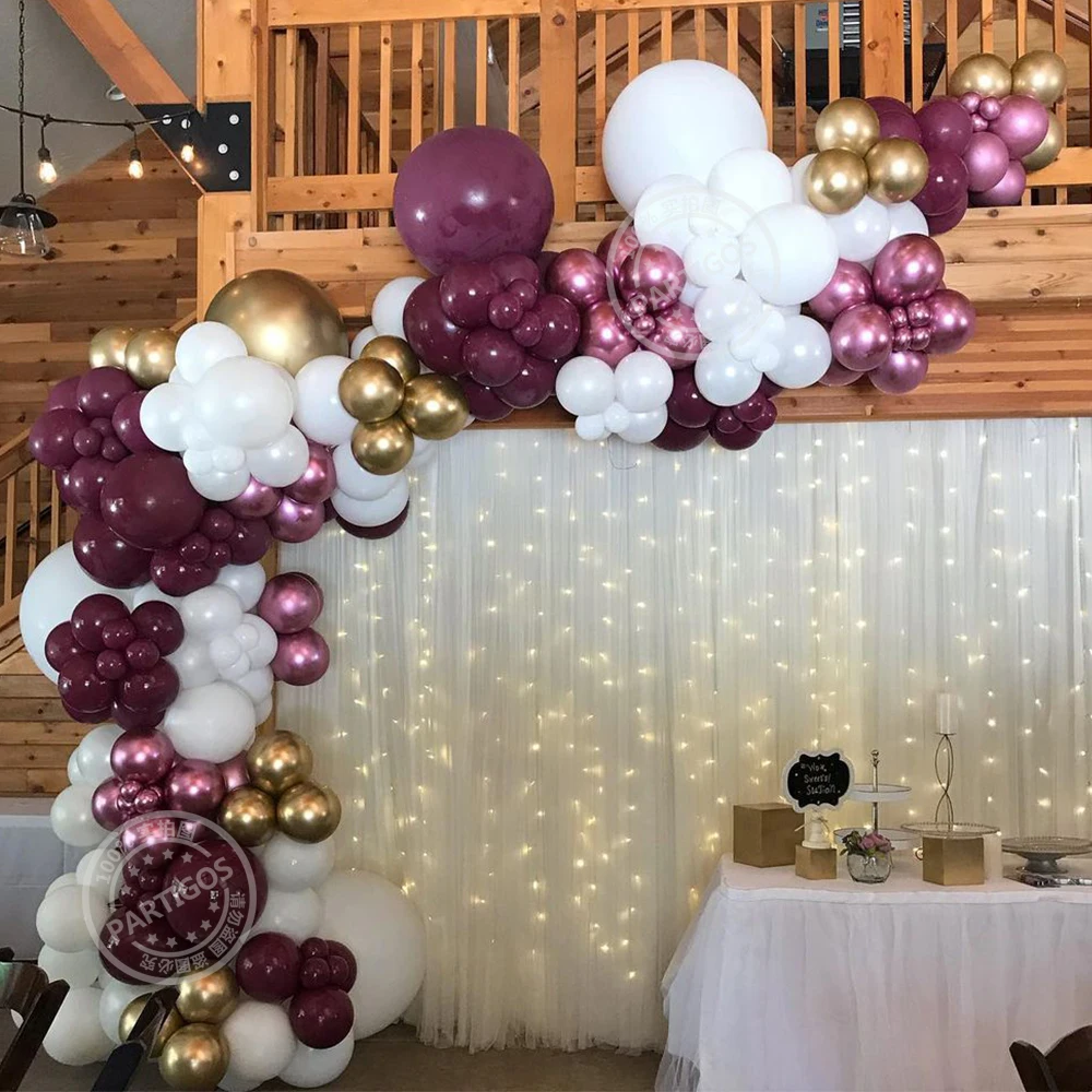 

157pcs Grape Purple Wedding Balloon Garland Metallic Rose Red Balloons Arch Kit Valentine's Day Anniversary Birthday Decorations