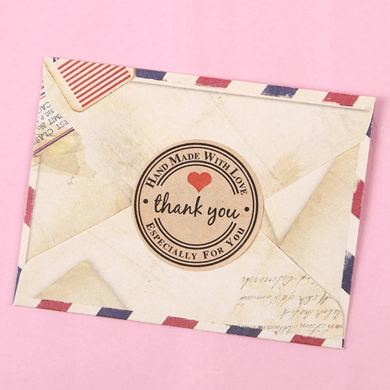 

100PCS/lot Kraft Spanish Thank You Labels Stickers Handmade Package Envelope Seal Label Scrapbooking Stationery Sticker
