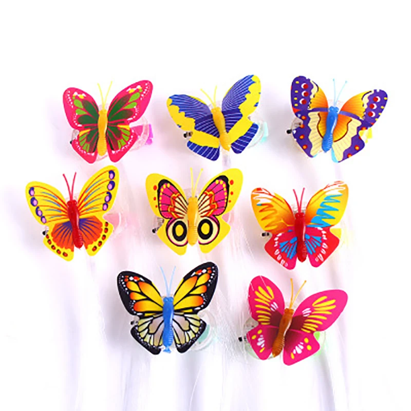 

Hot Fiber Headband Toys Girl Light Wigs Butterfly Hair Accessories Creative Colorful Tweezers Princess Hair Clips Party Supplies